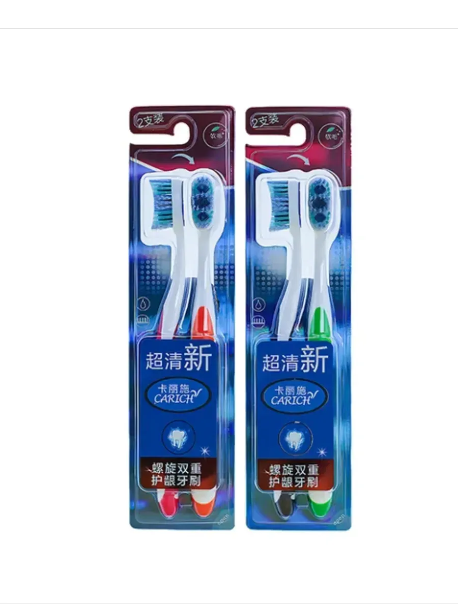 CARICH зубная щетка со спирально-расположенными щетинками для двойной защиты десен